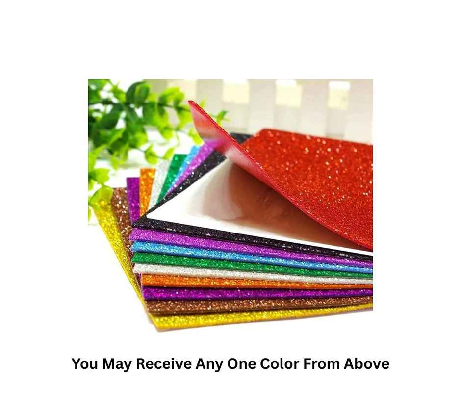 Chrome Self Adhesive Easy To Peel Off Glitter Eva Foam A4 Size, Pack Of 10 Sheets Assorted Color