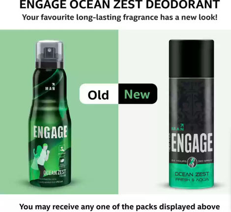 Engage Ocean Zest Deodorant for Men, Citrus & Aquatic, Skin Friendly