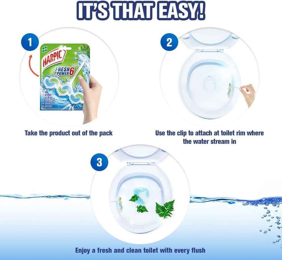 Harpic Fresh Mountain Pine Toilet Block (2pc) & Harpic Power Plus Original (1l) Combo