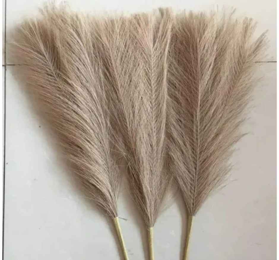 Artificial Flowers Small Fake Flower Faux Pampas Fluffy | Light Brown | Fabric | 41cm | Satyam Kraft