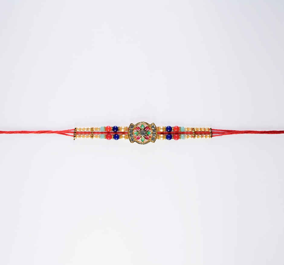 Aurum Diamond Rakhi With Multicolour Stones