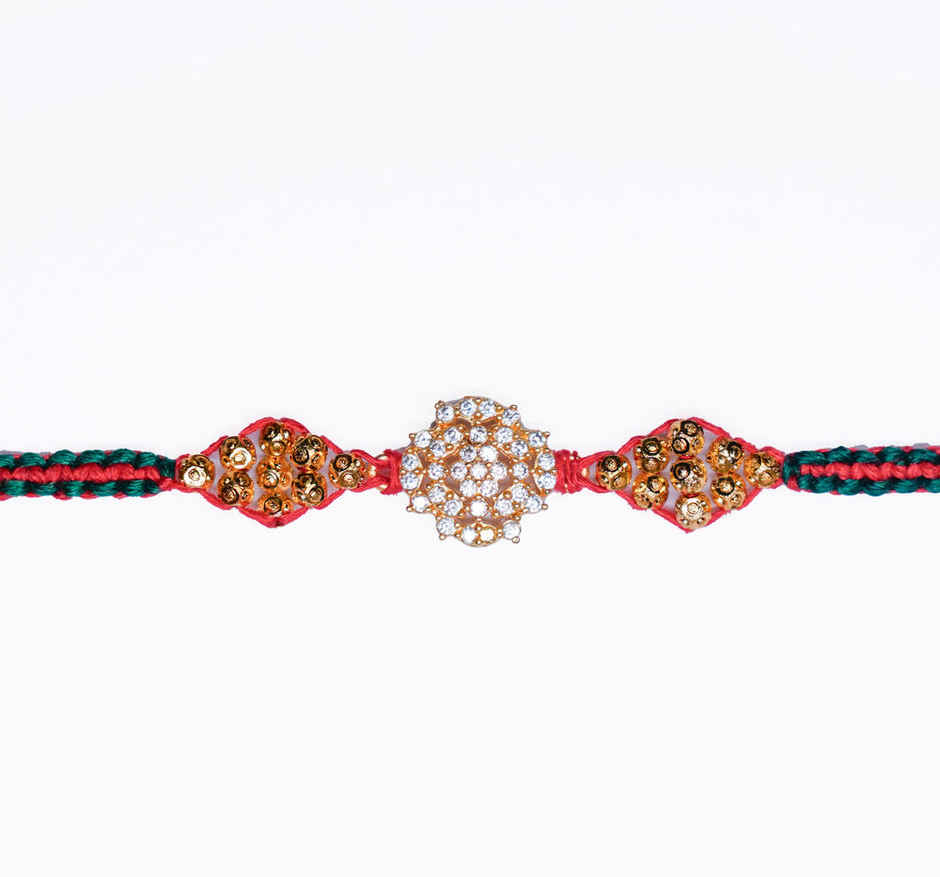 Aurum Diamond Floral Rakhi - with Artwork and Beads