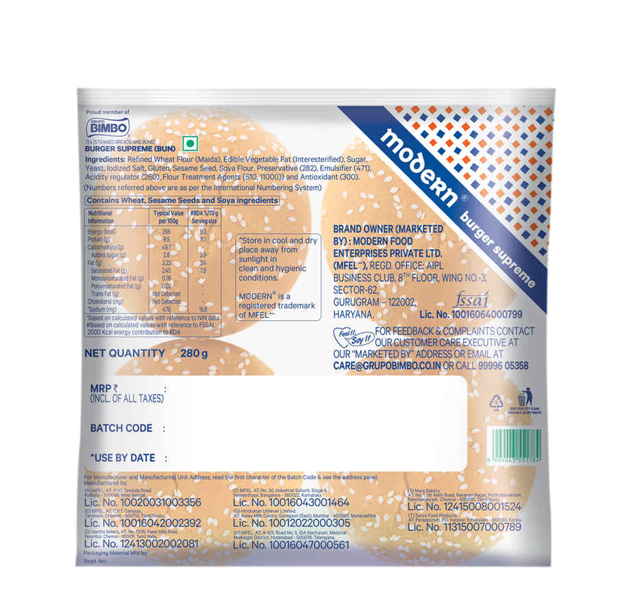 Modern Supreme Burger Bun Combo