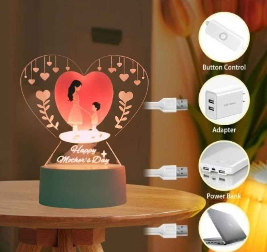 Hashwow Heart Acrlic Night Lights Gift for Happy mothers Day |Mothers Day Gift Lamp