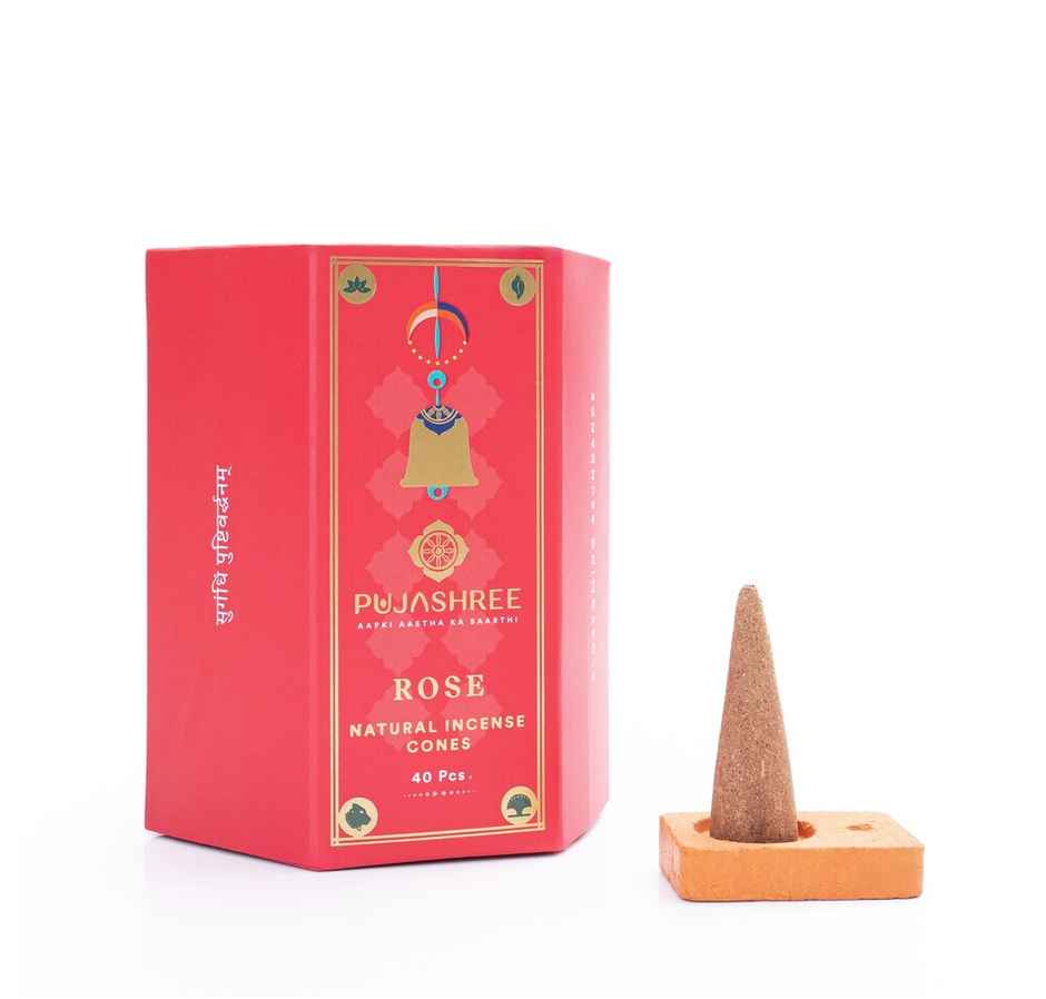 Pujashree Natural Incense Cones Rose | 2 inches