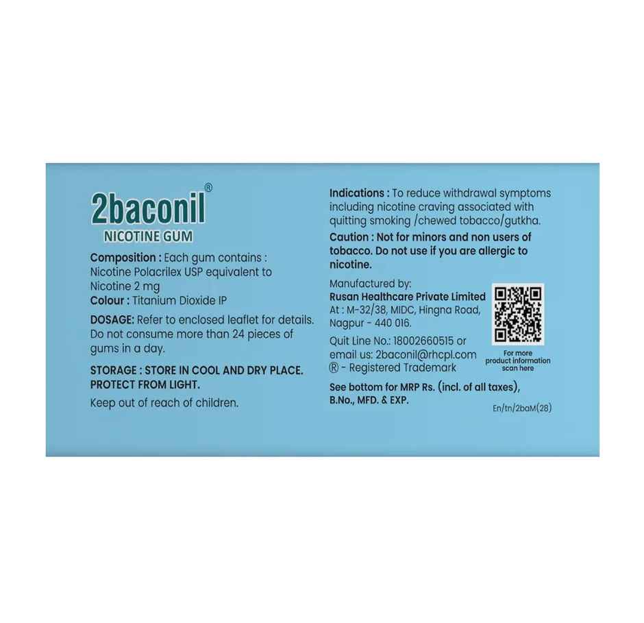 2baconil 2mg Mint Flavour Nicotine Gum