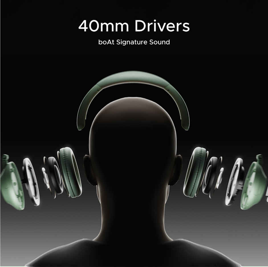 boAt Rockerz 650 Pro BT Headphones W/ Dolby Audio | 80H Playtime | Sage Green
