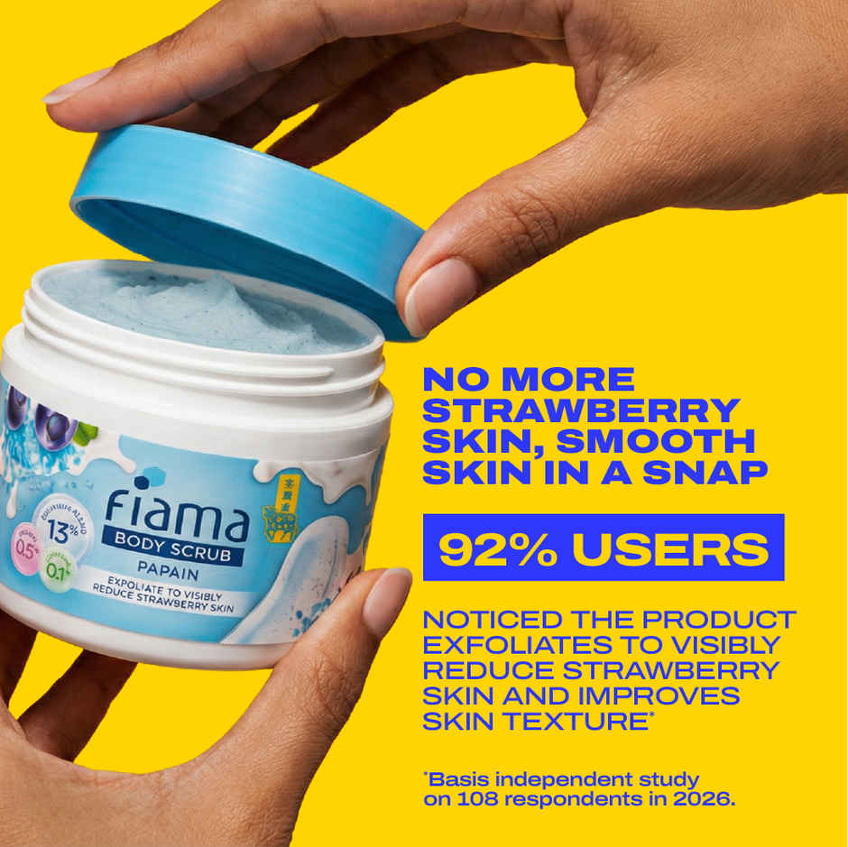 Fiama Strawberry Skin Polishing Body Scrub, with Papain Enzyme For Polished Glow