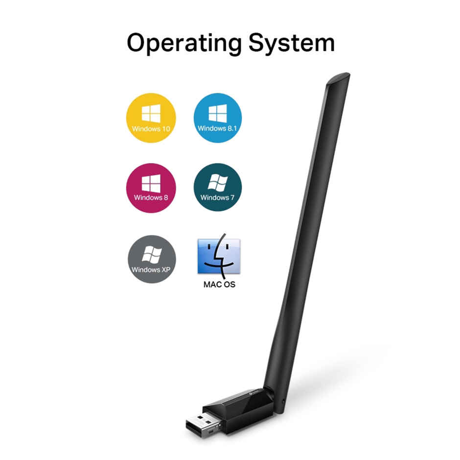 Tp-Link Archer T2U Plus Ac600 High Gain Wireless 2.4 Ghz And 5 Ghz Dual Band USB Adapter - Black