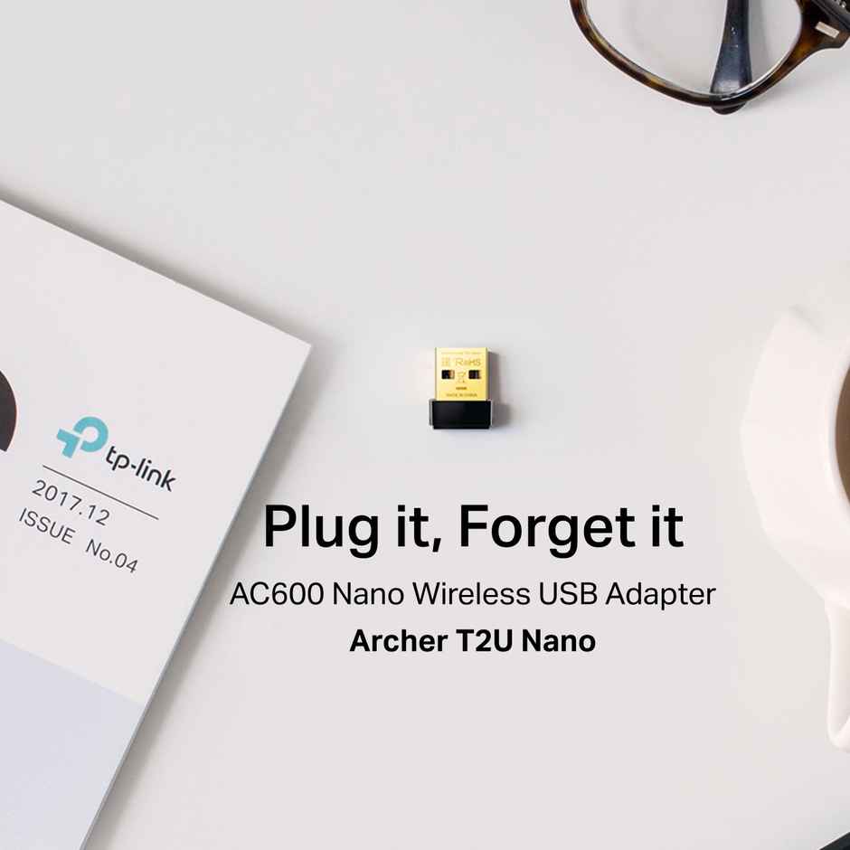 Tp-Link Archer T2U Nano Ac600 2.4Ghz And 5Ghz Dual Band Nano Wireless USB Adapter - Black