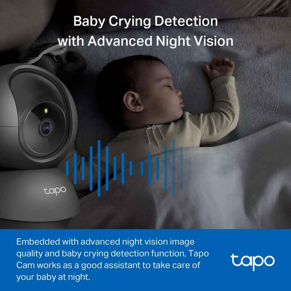 TP-Link Tapo C201 360Degree 2MP 1080p Full HD Pan/Tilt Home Security Wi-Fi Smart Camera| Alexa Enabled| 2-Way Audio| Night Vision| Motion Detection| Sound and Light Alarm| Indoor CCTV - Black