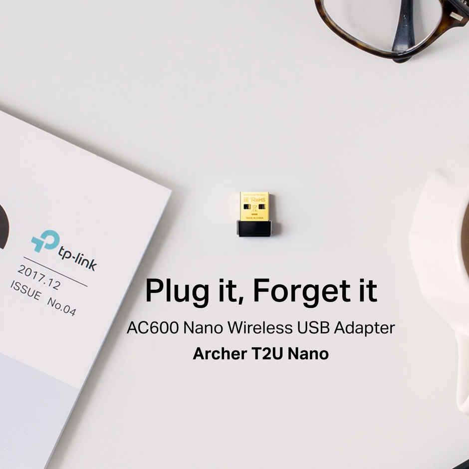 Tp-Link Archer T2U Nano Ac600 2.4Ghz And 5Ghz Dual Band Nano Wireless USB Adapter - Black
