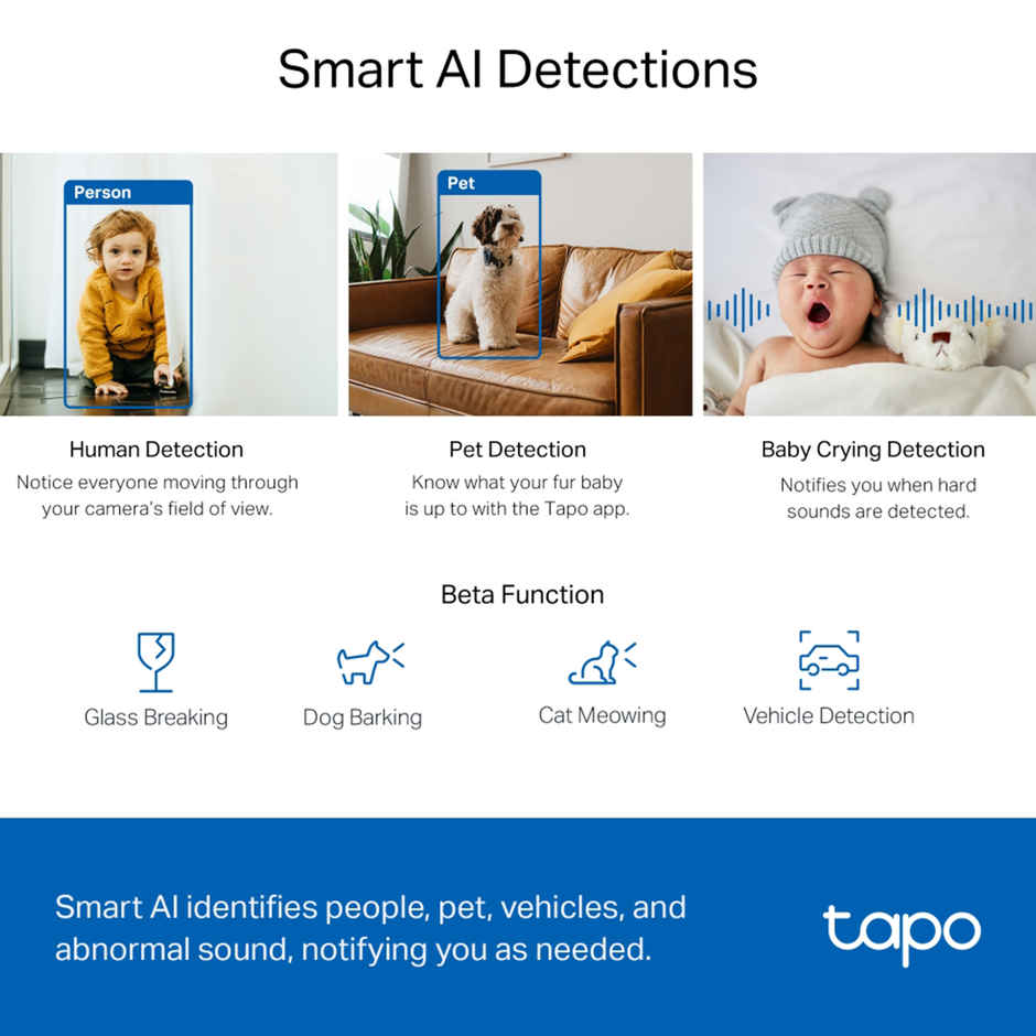 TP-Link C220 Pan/Tilt Smart AI 2K 4MP QHD 1440p Home Security Wi-Fi Camera| Alexa & Google Assistant Enabled |Night Vision|Two-Way Audio| Motion Detection