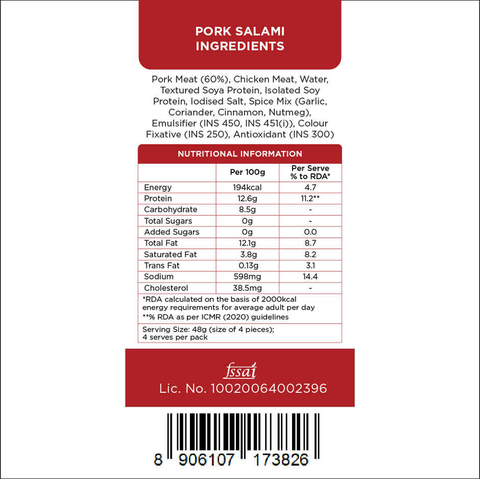 Prasuma Pork Salami | Premium Pork | German Traditional Recipe | No Preservatives or Trans Fat