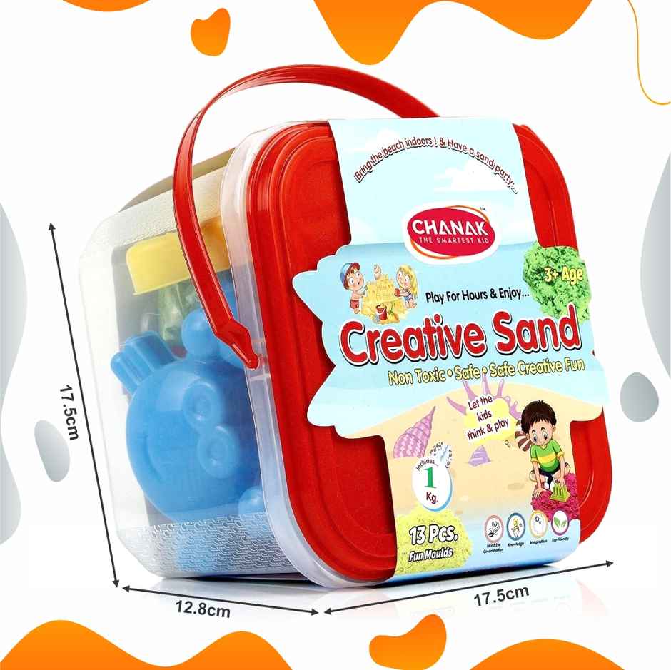 Aditi Toys 1kg Creative Sand Kit - Includes 13 Moulds, Non-Toxic & Stain-Free Sand for Kids 3+