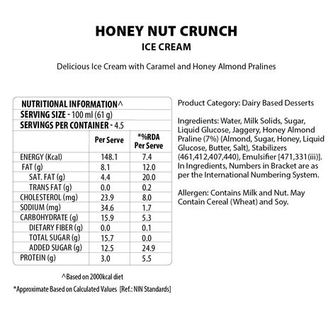 Baskin Robbins Honey Nut Crunch Ice Cream Tub