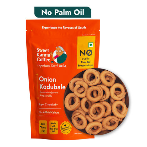 Sweet Karam Coffee Onion Kodubale / Ring Murukku - No Palm Oil, No Maida