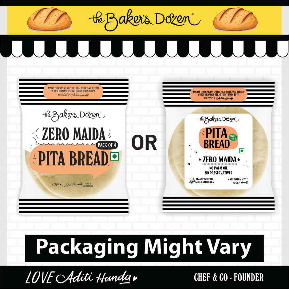 The Baker's Dozen Zero Maida Pita Bread |Whole wheat|Made with Gut Friendly Sourdough|Zero Palm Oil