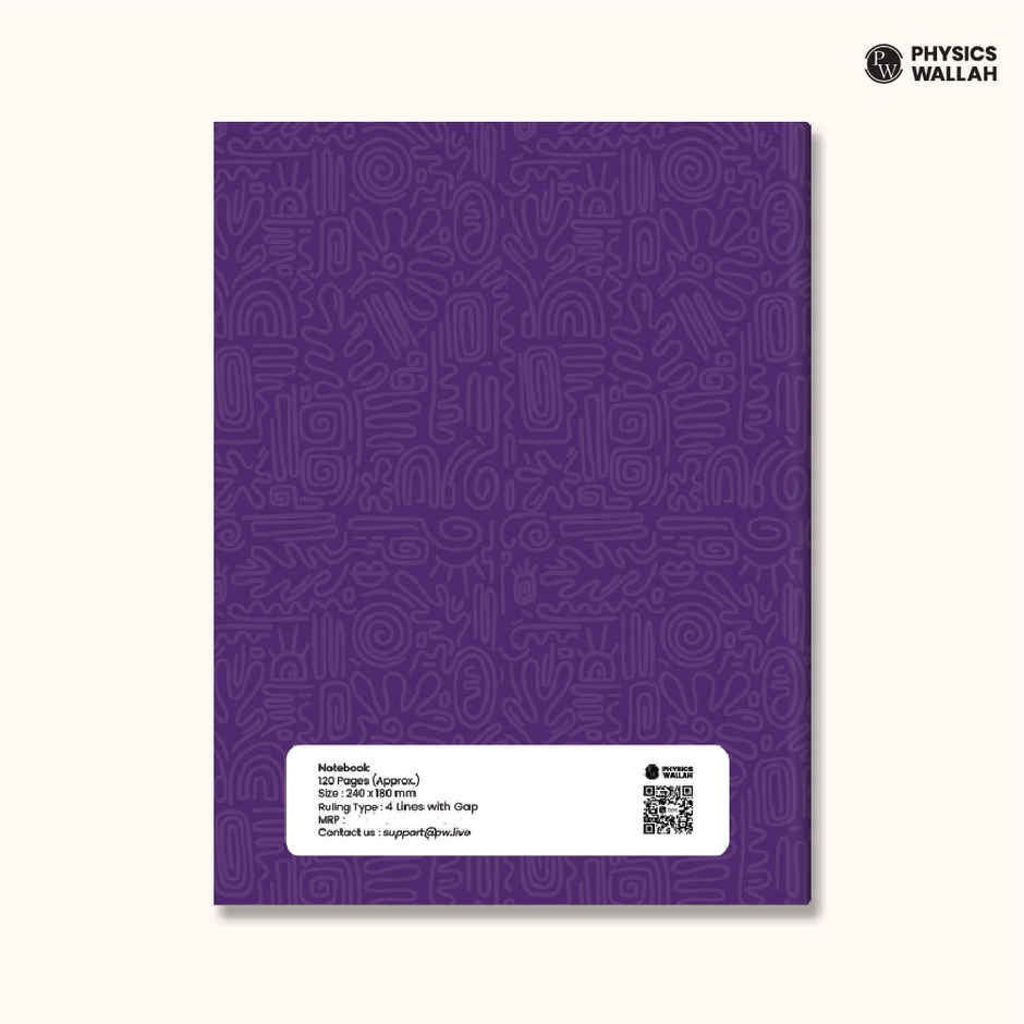 Physics Wallah Doodle Notebook | 120 Pages | Four Lines with Gap (English)