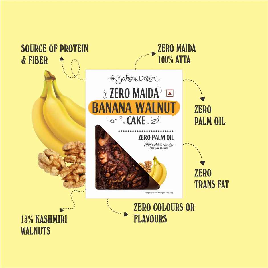 The Baker's Dozen Zero Maida Banana Walnut Cake | Banana Cake | Fruit Cake | Loaded with Walnuts
