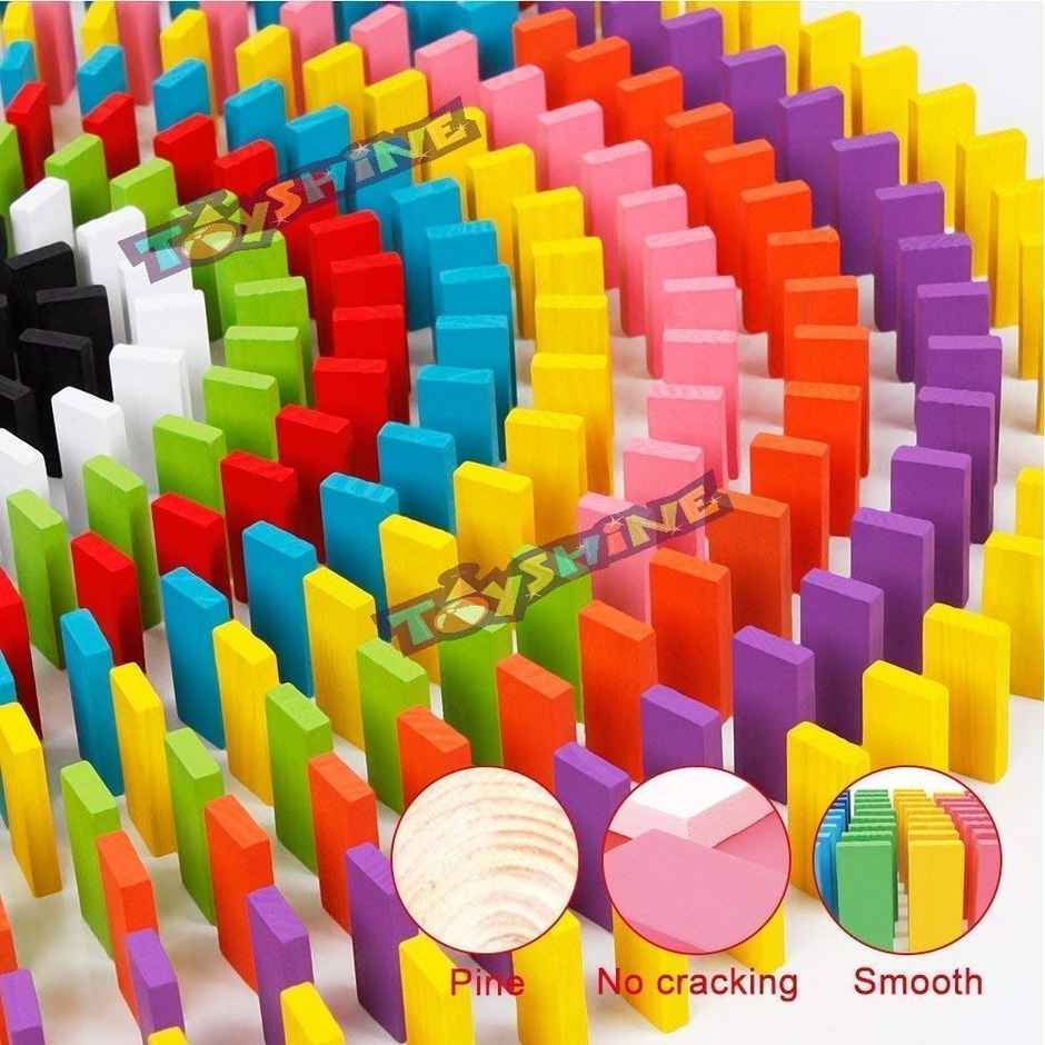 Toyshine 12 Color Wooden Dominos Blocks Set For Kids Educational Game