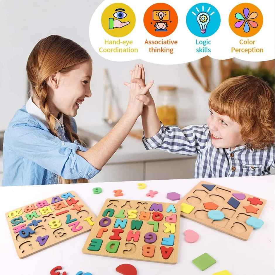 Kidara Learn and Play 3-In-1 Puzzle | Gift For Kids 2+ | Fun Learning-Problem-Solving and More