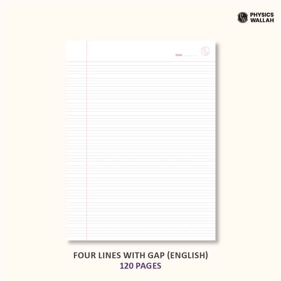 Physics Wallah Doodle Notebook | 120 Pages | Four Lines with Gap (English) set of 6