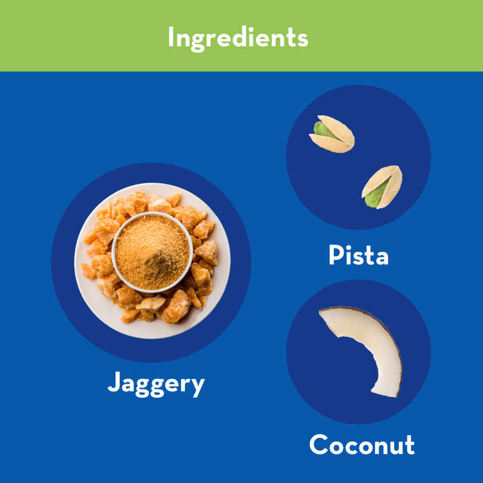 Badam Coconut Barfi, 8 Pcs | Burfi | Sweets | By Go Desi (96g) & Pista Coconut Barfi, 8 Pcs | Burfi | Sweets | By Go Desi (96g) Combo