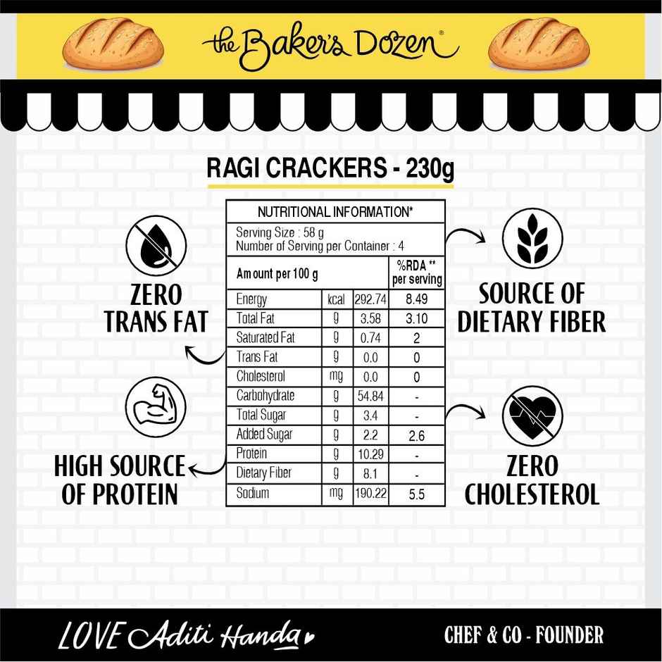 The Baker'S Dozen Banana Bread 100% Wholewheat (150g) & The Baker'S Dozen Zero Maida Ragi Crackers Baked Millet Snack (100g) Combo