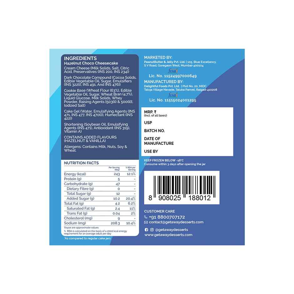 Get-A-Way Hazelnut Choco Cheesecake Jar | Ready-to-Enjoy Dessert