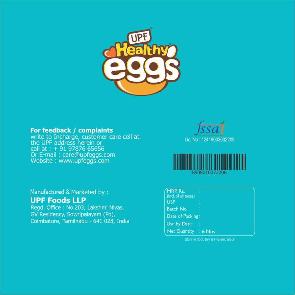UPF Healthy White - Large Eggs, 6 Pieces | Protein Rich | Veg Feed | Infertile