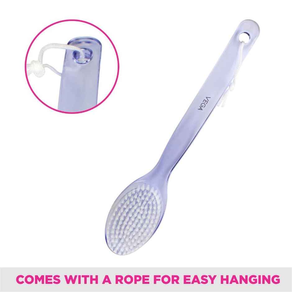 Vega Soft Bristle Bath Brush With Ergonomic Handle | Plastic | Color May Vary
