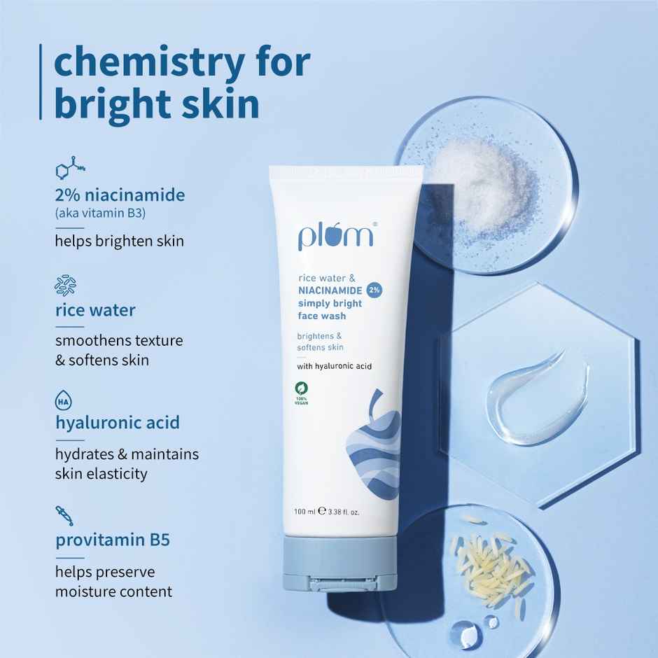 Plum Simply Bright 2% Niacinamide Face Wash With Rice Water