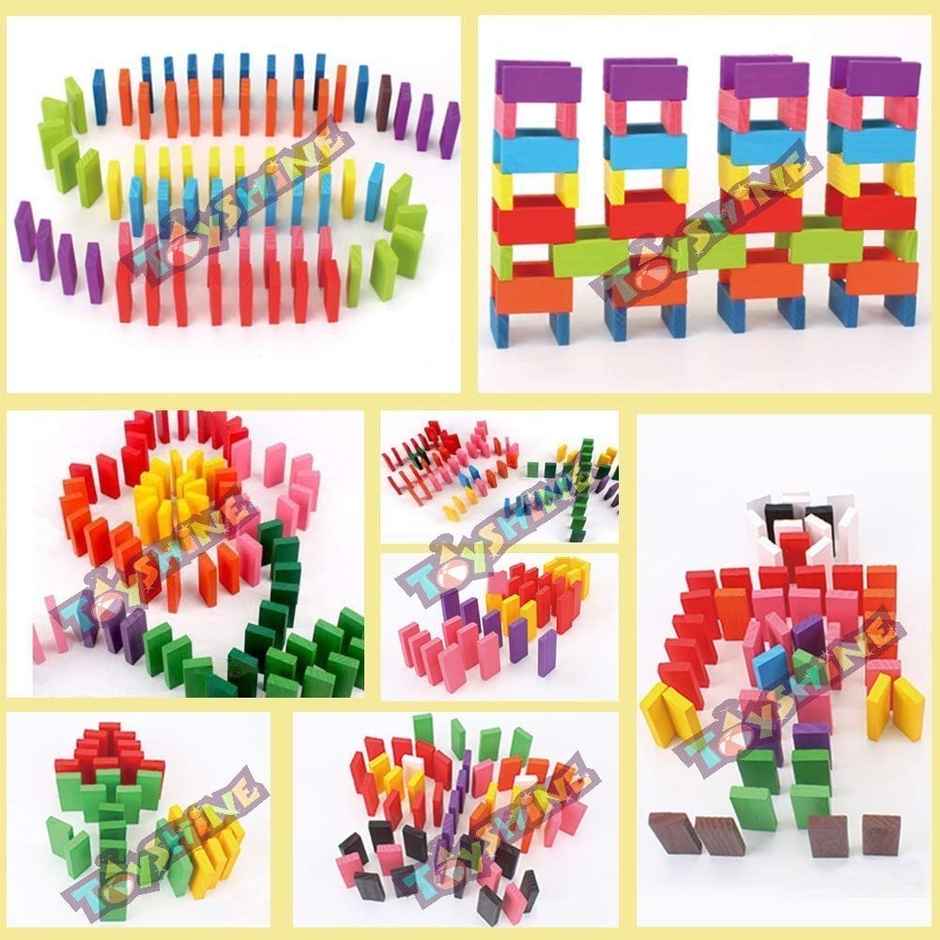 Toyshine 12 Color Wooden Dominos Blocks Set For Kids Educational Game