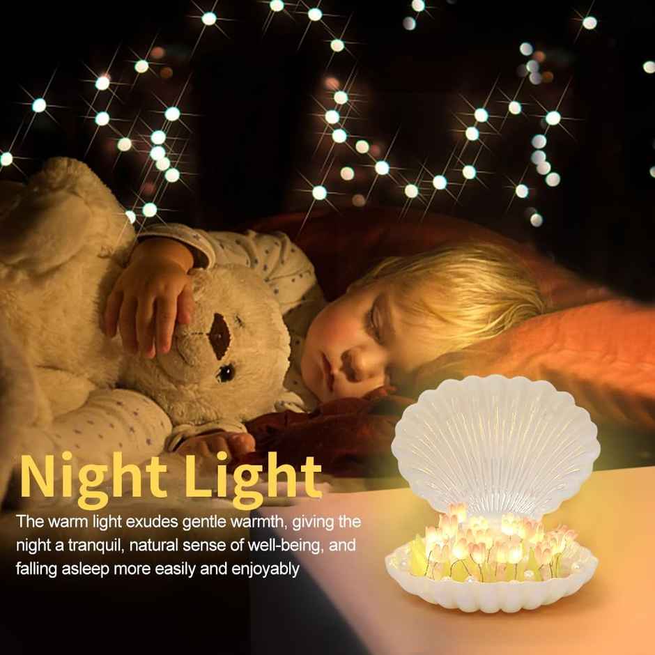 Desidiya Diy Tulip Shell Table Lamp Elegant Decorative Lighting