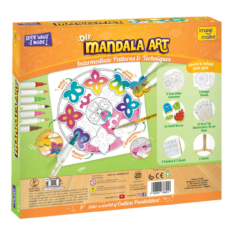 Imagimake Stamp Art | Mandala Kit | Creative Art Toy | Colorful Design Fun for Kids