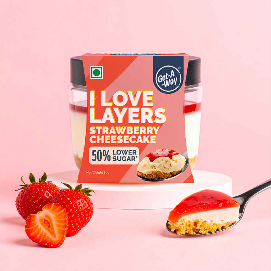 Get-A-Way Strawberry Cheesecake Jar (80g) & Hersheys Kisses Almond Packs (46.2g) Combo