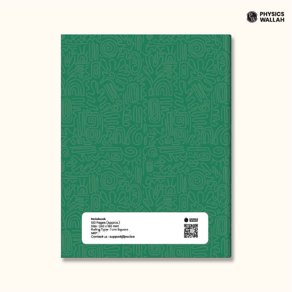 Physics Wallah Doodle Notebook (120 Pages, 18 x 24 cm, 1 cm Square ,Maths)