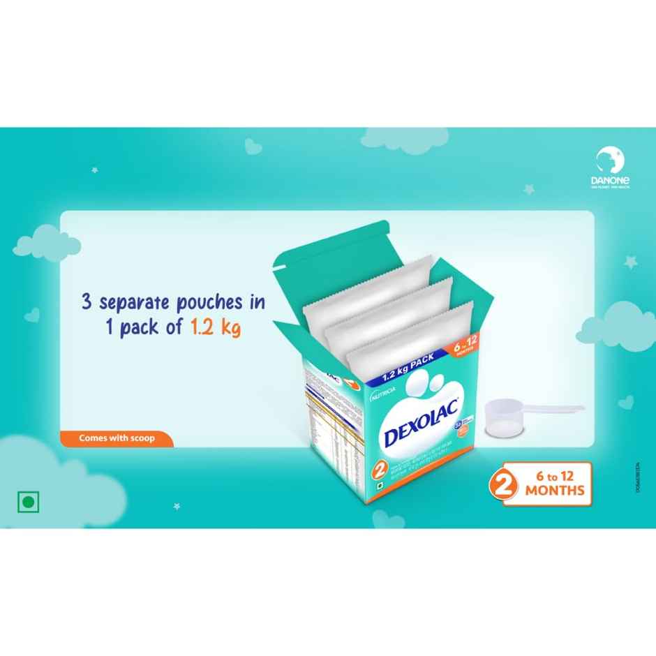 Dexolac Infant Formula Milk Powder For Babies - Stage 2 | 6 To 12 Months | Large Pack
