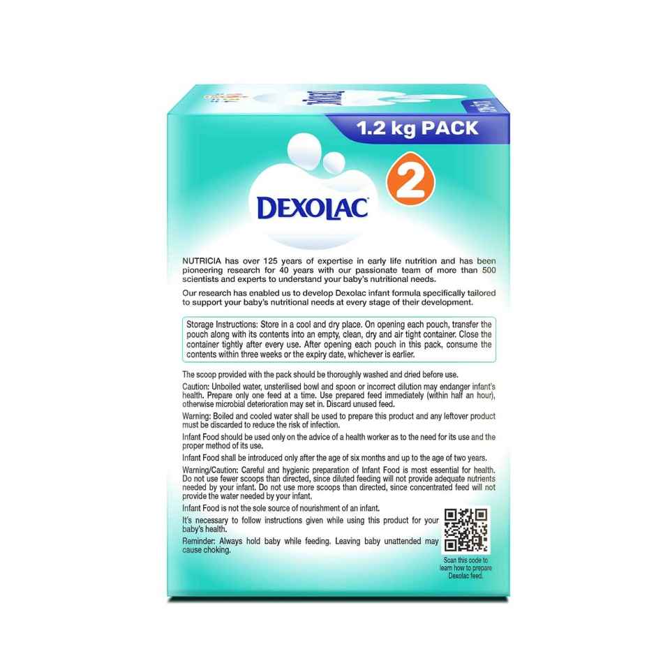 Dexolac Infant Formula Milk Powder For Babies - Stage 2 | 6 To 12 Months | Large Pack