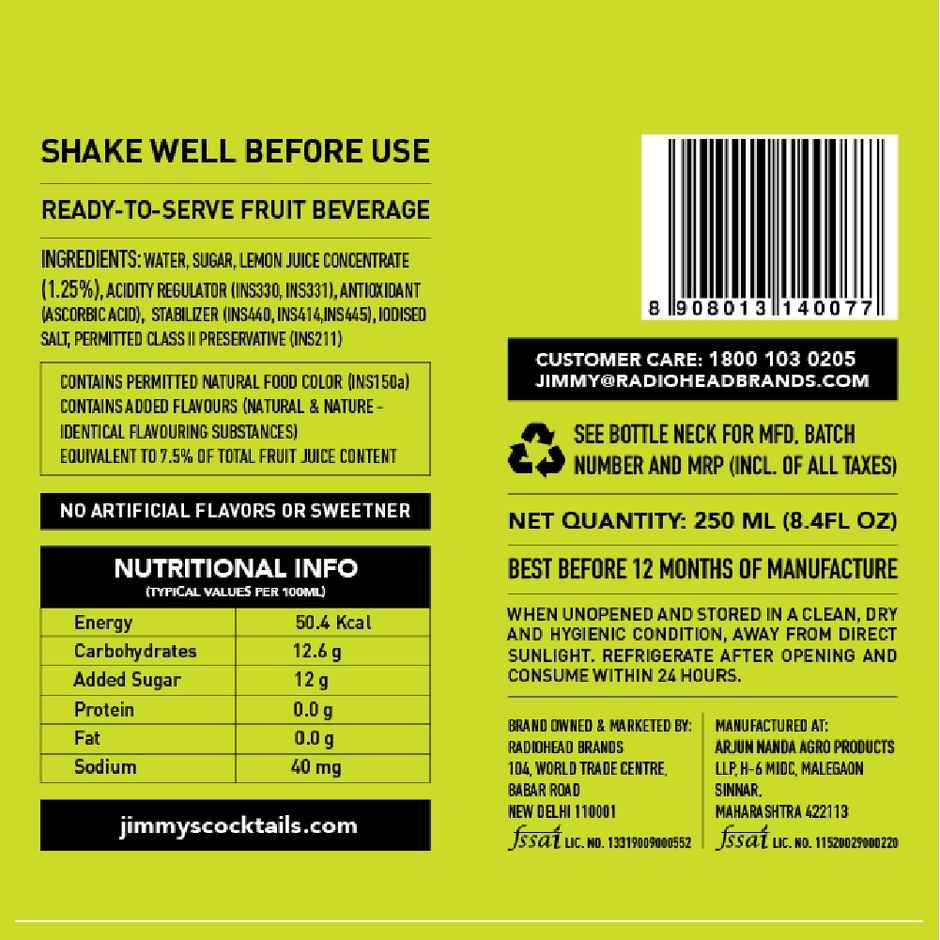 Jimmy's Cocktails Margarita Cocktails Mixer Combo