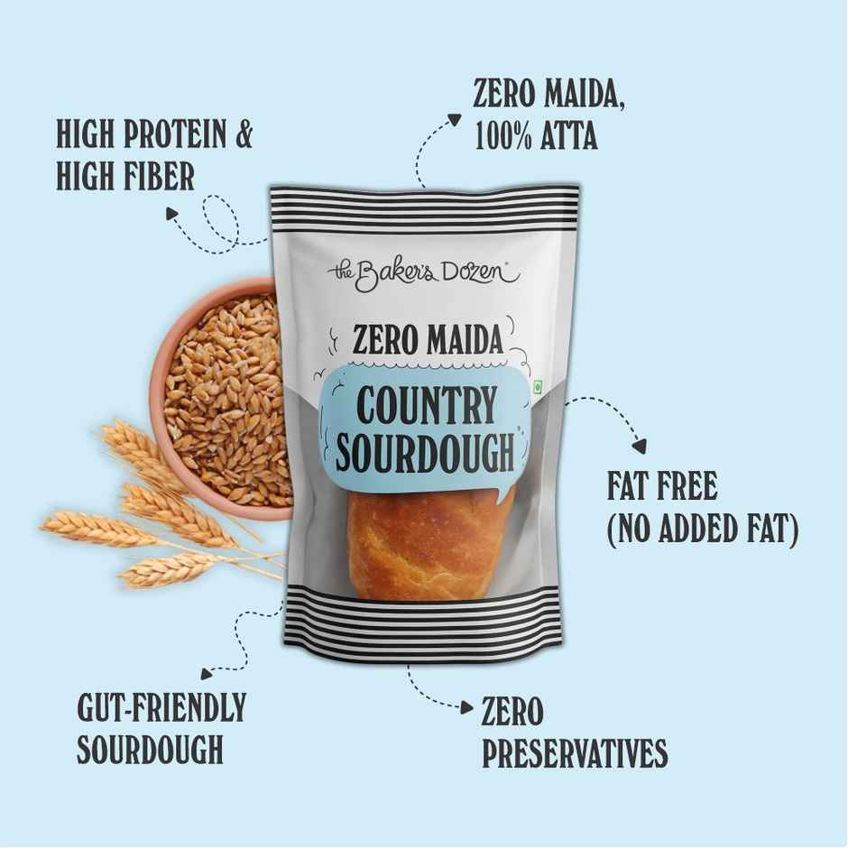 The Baker's Dozen Zero Maida Country Sourdough Bread | Artisan | Whole Wheat | No Zero Preservative