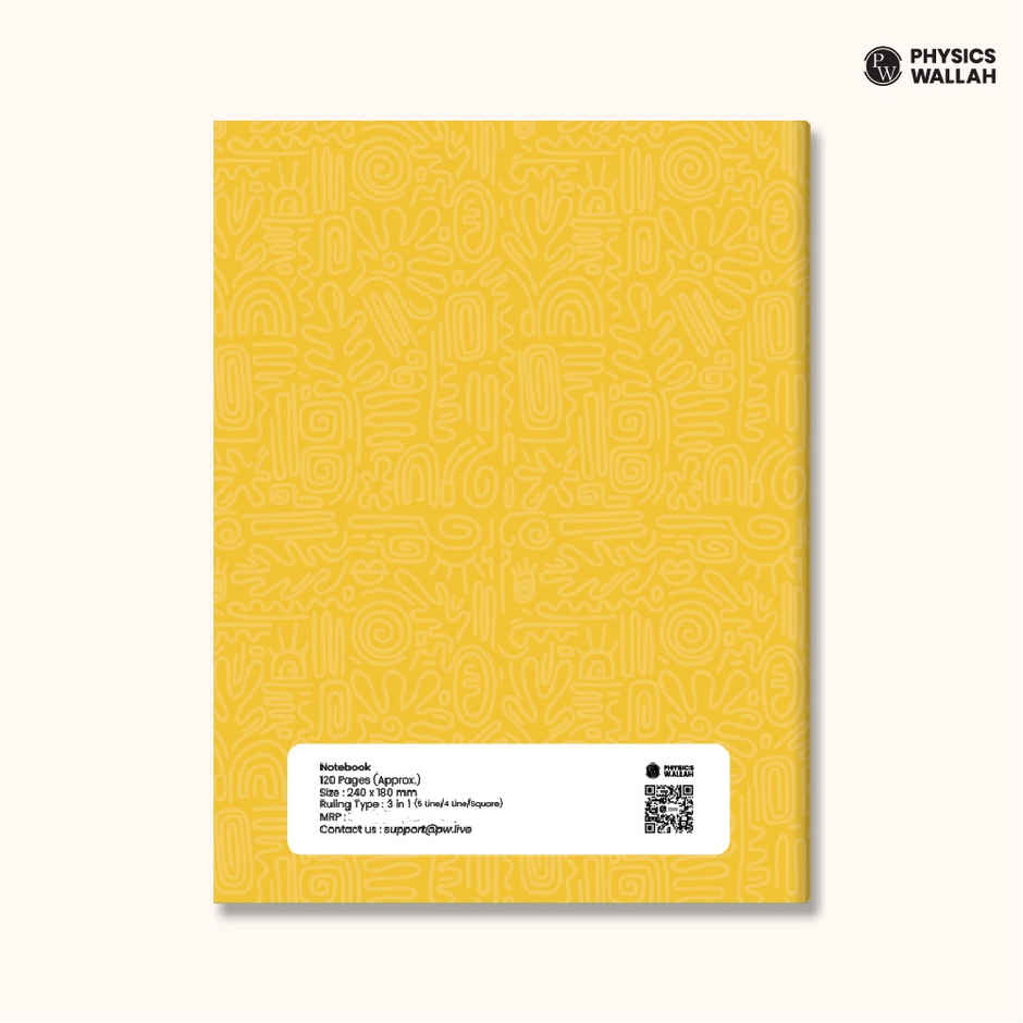 PW Doodle Notebook | 120 pgs | 5 Line with Gap, 4 Line with Gap & 1 cm Square | Yellow