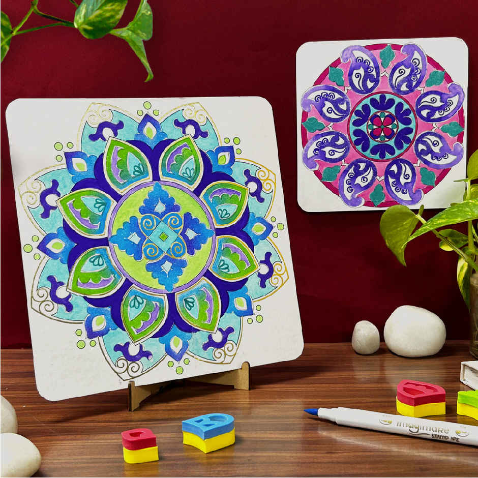 Imagimake Stamp Art | Mandala Kit | Creative Art Toy | Colorful Design Fun for Kids
