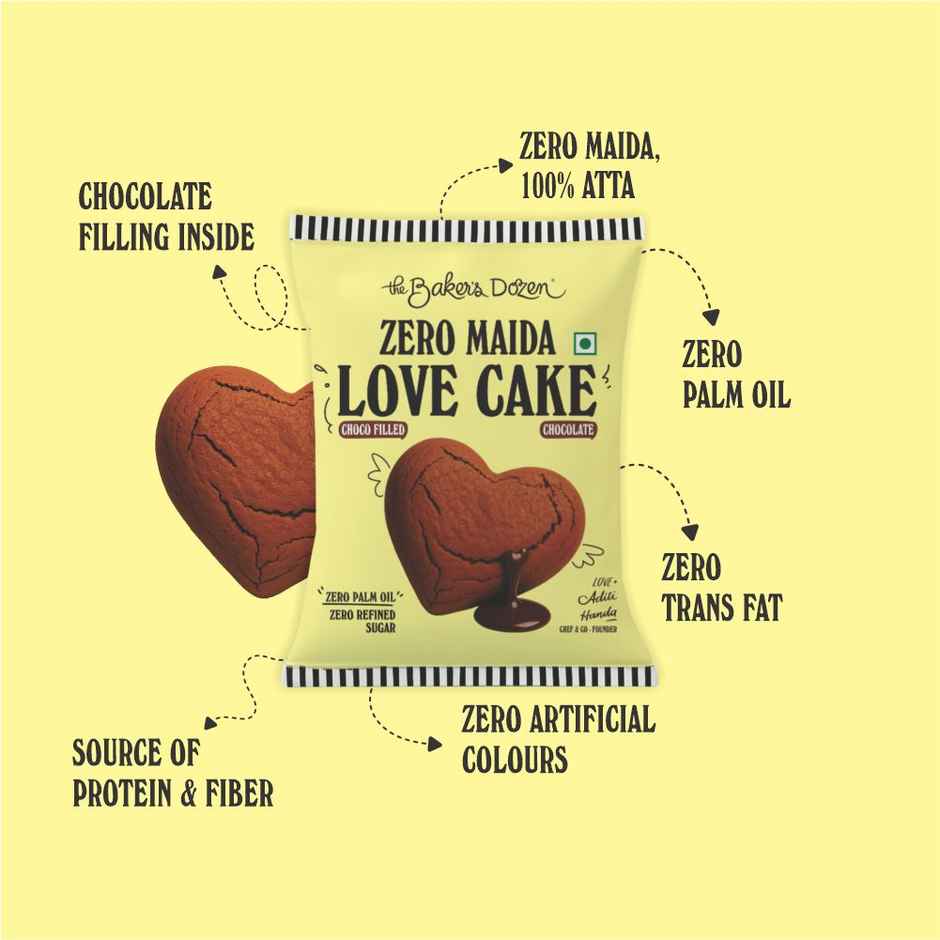 The Baker's Dozen Zero Maida Love Cake - Chocolate | Veg/Eggless Cake | Chocolate Cake | Heart cake