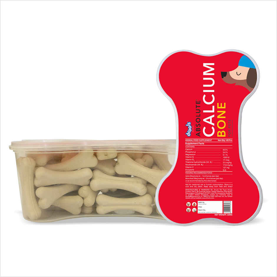 Drools Absolute Calcium Bone Jar, Dog Supplement - 40 pieces (600g)
