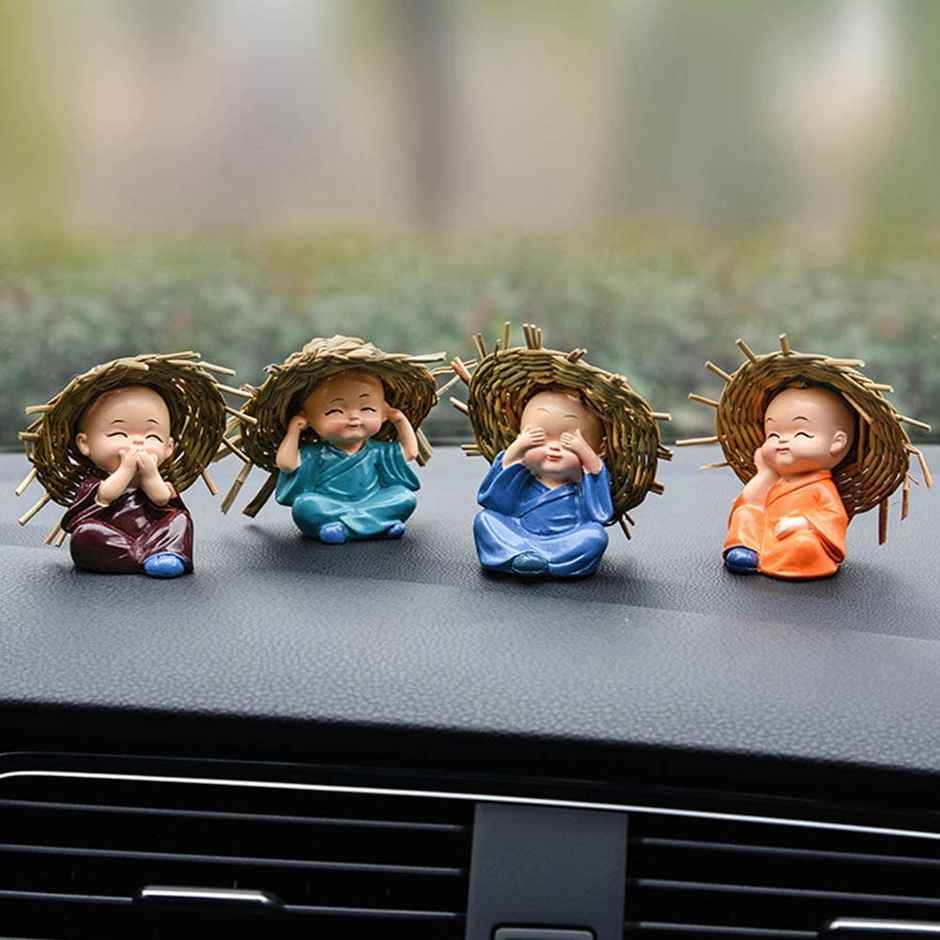 eCraftIndia Whimsical Set of 4 Baby Monk Buddha Statues