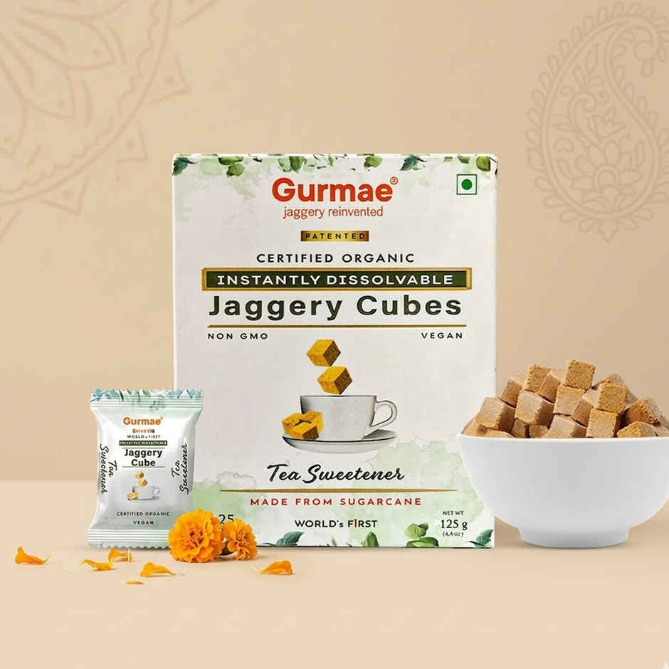 Gurmae Certified Organic Instantly Dissolvable Jaggery Cubes Tea Sweetener