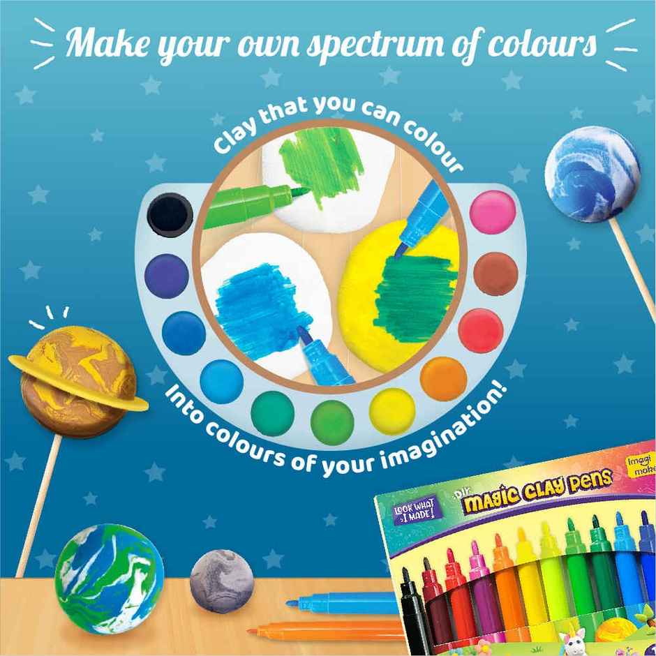 Imagimake DIY Magic Clay Solar System Theme Art and Craft Kit Birthday Gifting Toys for Kids