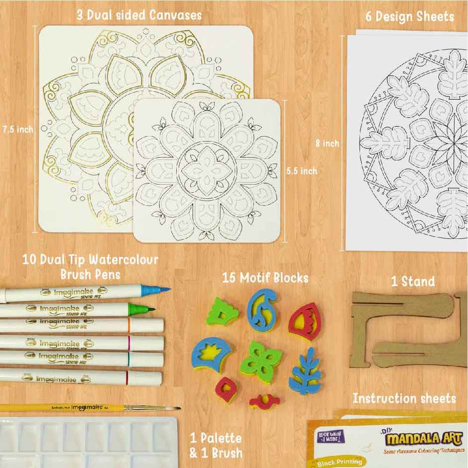 Imagimake Stamp Art | Mandala Kit | Creative Art Toy | Colorful Design Fun for Kids